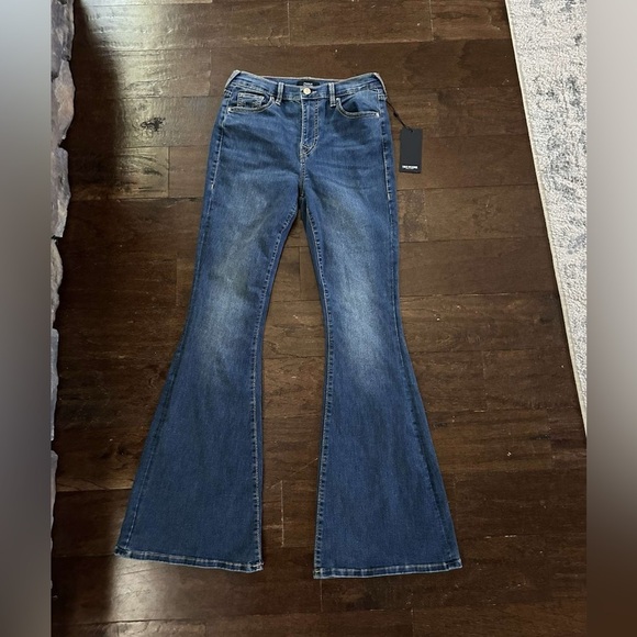 True Religion-Charlie High rise flare jeans, blue- size 27-NWT-retails $159 - Picture 4 of 13